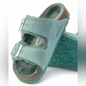 Birkenstock Arizona Shearling Suede Leather Sandal 39 NWT